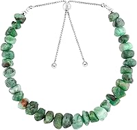 Vista 2 de OdrillionGems AA Pulsera Bolo de Piedra Preciosa de Esmeralda Verde Natural Cruda, Piedra Áspera, Plata de Ley 925, Rodio, Cristales Curativos