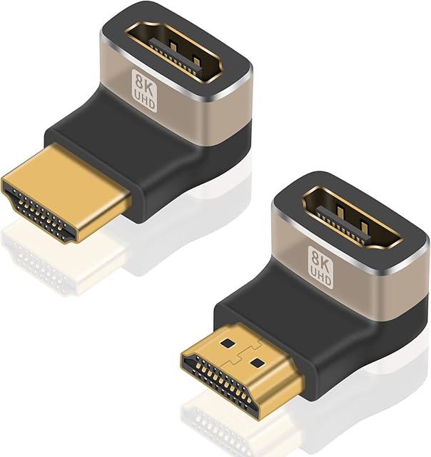 Duttek 8K HDMI 90 Degree Adapter and 270 Degree Extension,HDMI 2.1 male to female Connector support 8K@60Hz,4K@120Hz HDR,Dolbyfor Laptop,PC,Monitor,TV-2 Pack