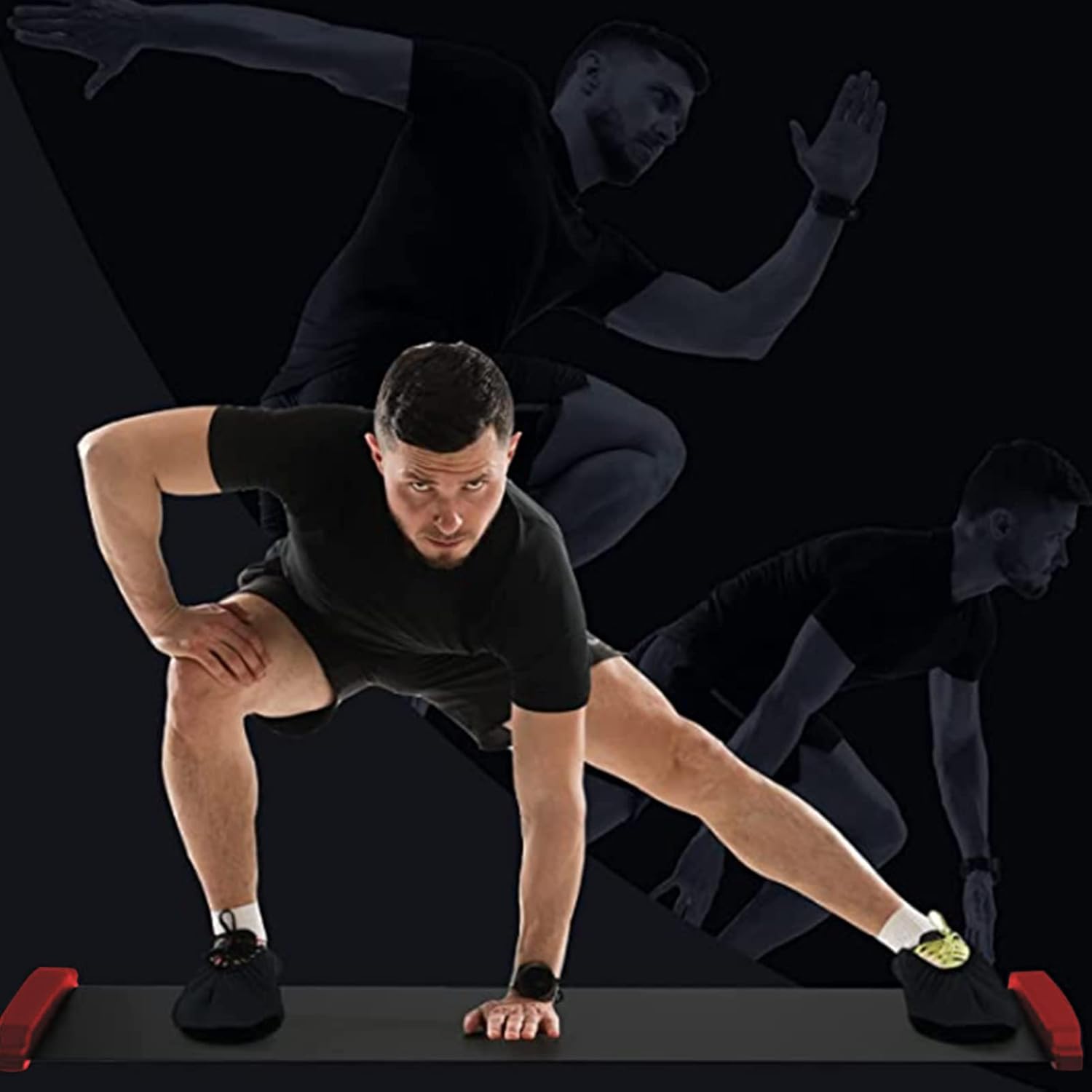 Sliding Training Equipment, Multipurpose Eva Ice Hockey Roller-Slide Board Skating Training Glide Mat Blanket for Home Sports,Black