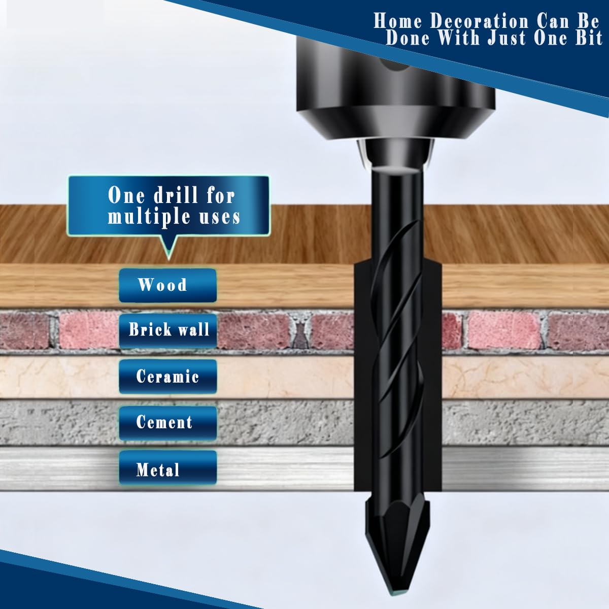 Black Ceramic Drill Bits - 10pc Masonry Set -6