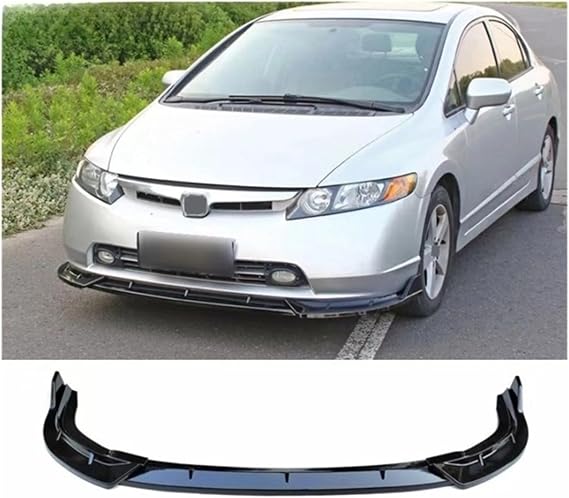 Front Bumper Compatible For Civic Tuning 2006-2011,3 PCS PP Material Lip Splitters(Matte black)