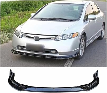 Front Bumper Compatible For Civic Tuning 2006-2011,3 PCS PP Material Lip Splitters(Matte black)