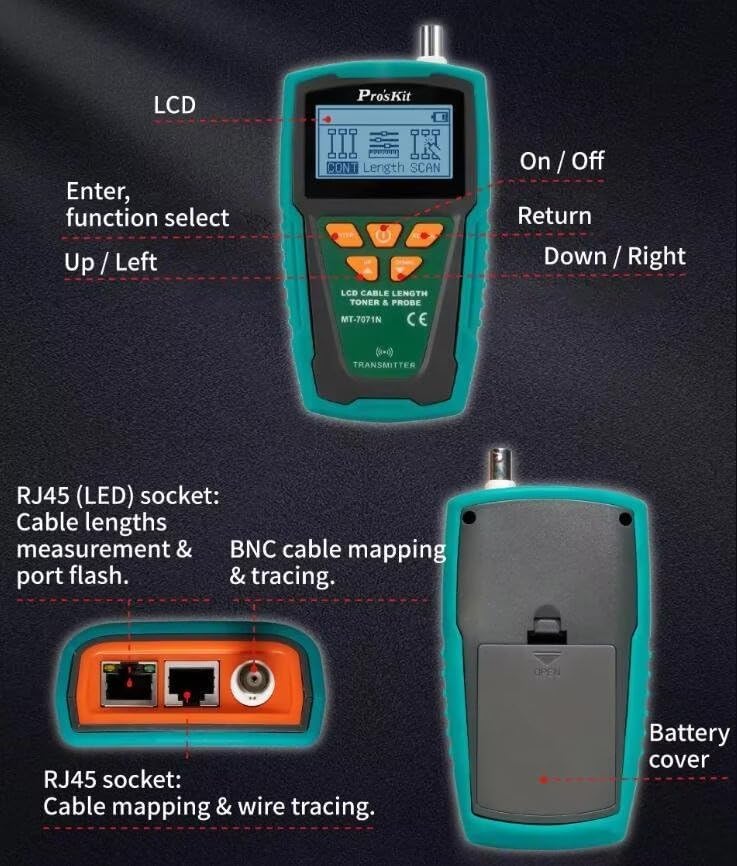 Miniatura 7 de Proskit MT-7071N Probador de red profesional multifuncional POE probador de línea telefónica anti-interferencias Detector de señal de red