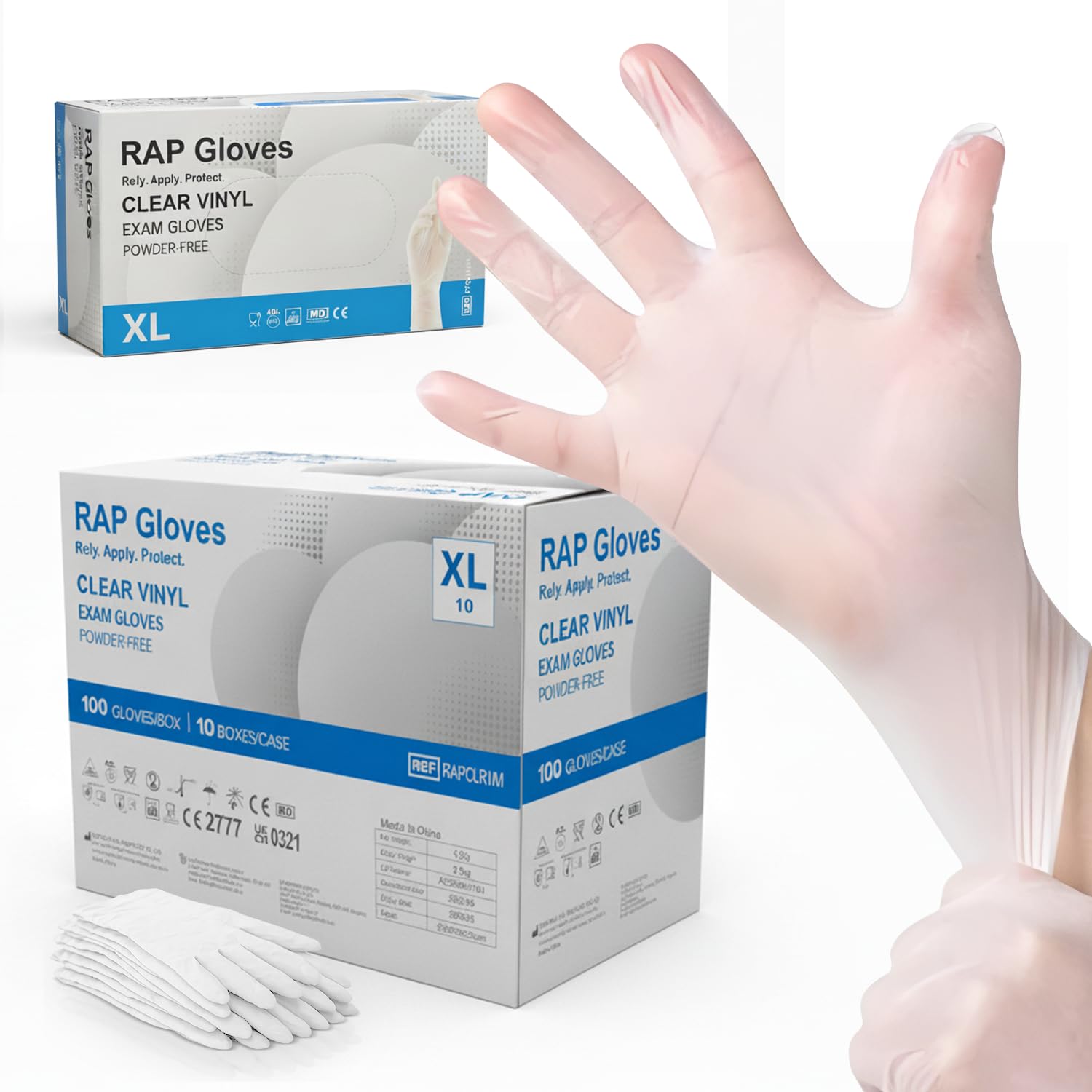 Disposable Vinyl Gloves Clear XL Pack of 1000 Powder Free Latex-Free Exam — image 1