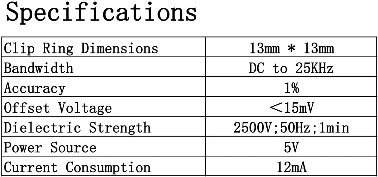 Oscilloscope Current Probe C10B C20B C50B C100B C200B Module AC/DC 25KHz Universally Compatible Clip Ring Dia 13mm(C20B AC DC 20A)