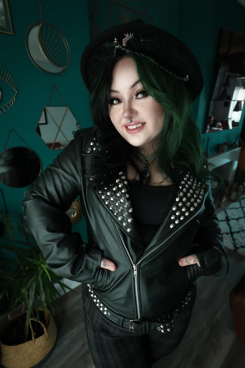 Ro Rox Faux Leather Women's Jacket Biker Gothic Punk Stud Belted Brando