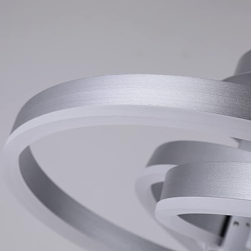 Miniatura 3 de Maxax Candelabro LED de 3 anillos, luz colgante acrílica regulable de montaje empotrado, iluminación de techo industrial moderna, certificación ETL,