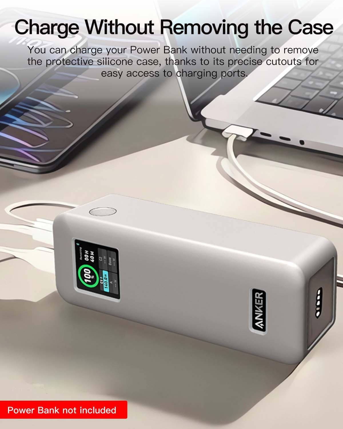 Case Cover for Anker Prime Power Bank 27,650mAh 250W, Full-Body Protective Cover for Anker Prime Power Bank,Drop-Proof,Scratch-Proof,Shock-Proof,White