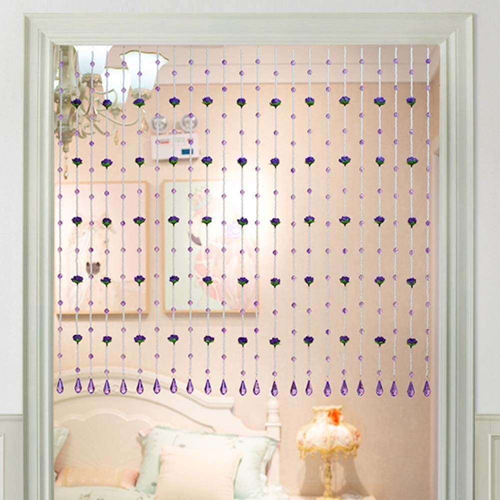 OKUOKA Curtains Bead Curtain Glass Crystal Modern for Doorway Bedroom Decoration Room Divider, A Variety of Styles Sizes Customizable (Color : A, Size : 60x120cm)
