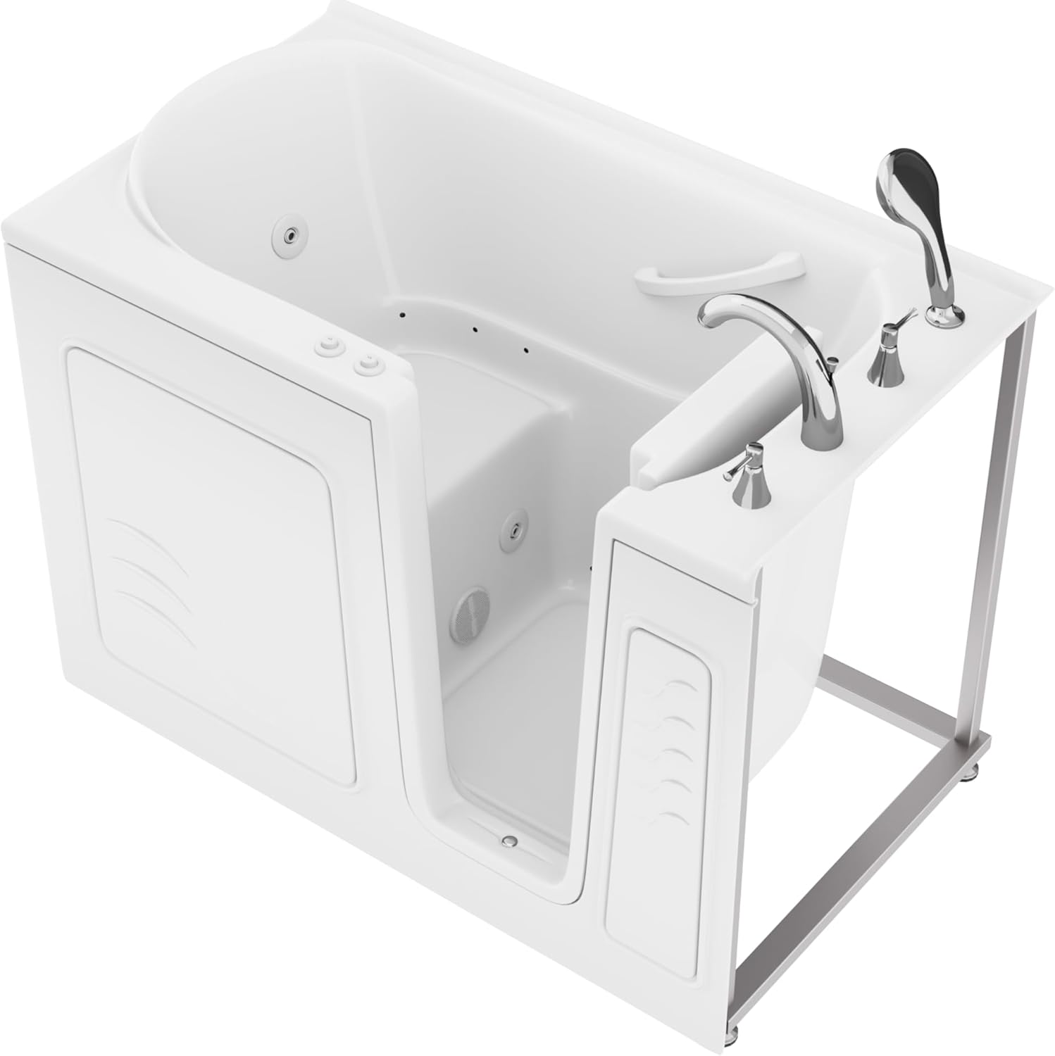 ANZZI Walk-In Tub 30" x 53" Right Drain Quick Fill Walk-In Whirlpool and Air Tub in White (AZB3053RWD)