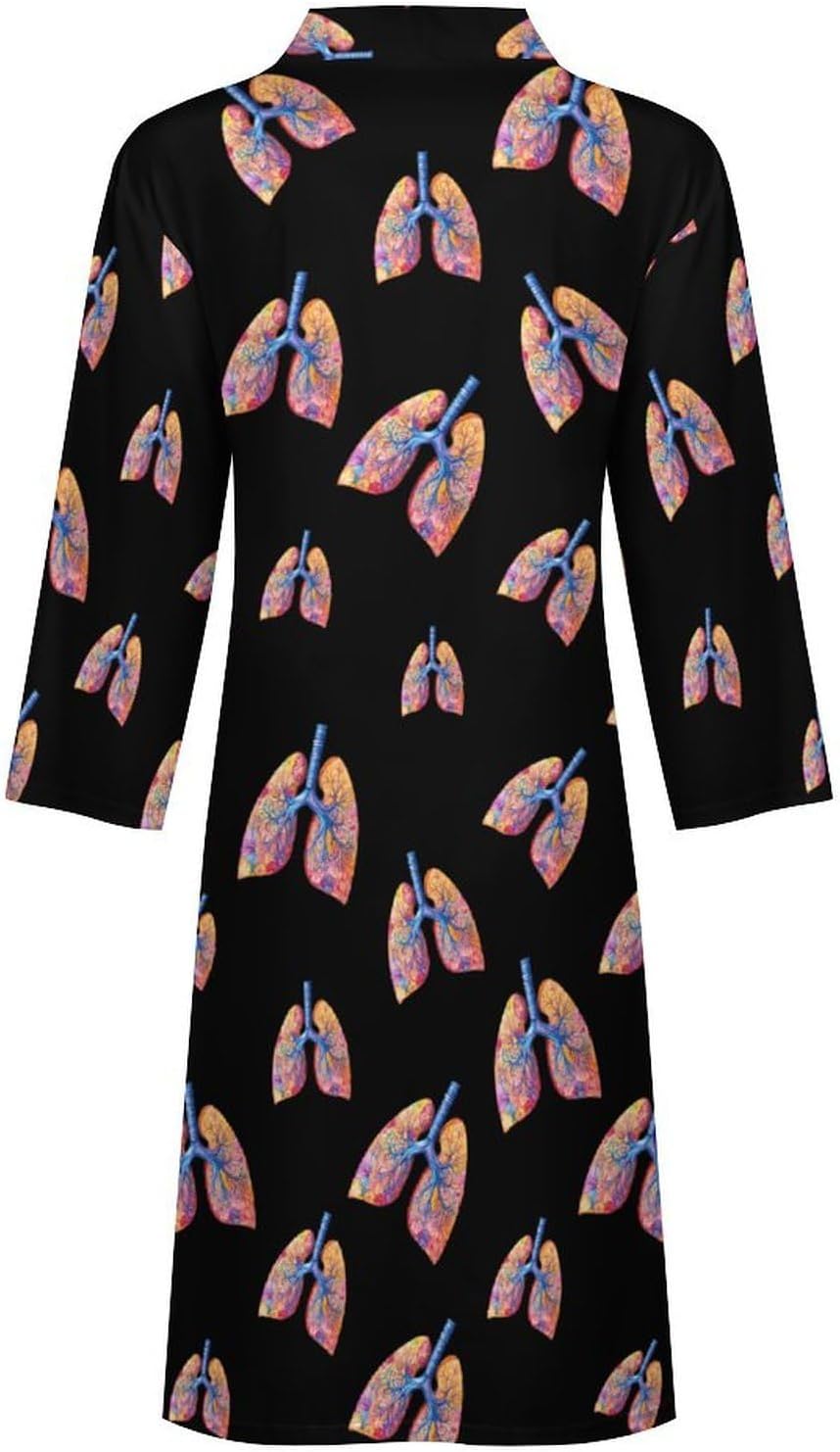 Colorful Lungs Mens Robe Long Bathrobe for Women Bath Robes Lightweight Soft Printed Sleepwear
