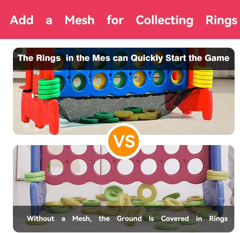 giant 4 row game with carrying bag and mesh fabric .giant 4-to-score game set suitable for indoor and outdoor holiday parties and family gatherings.?red?