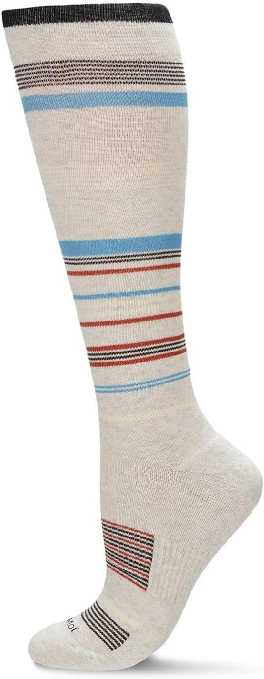 MeMoi Wellfit Unisex Multi-Striped Cotton Blend 15-20mmHg Graduated Compression Socks