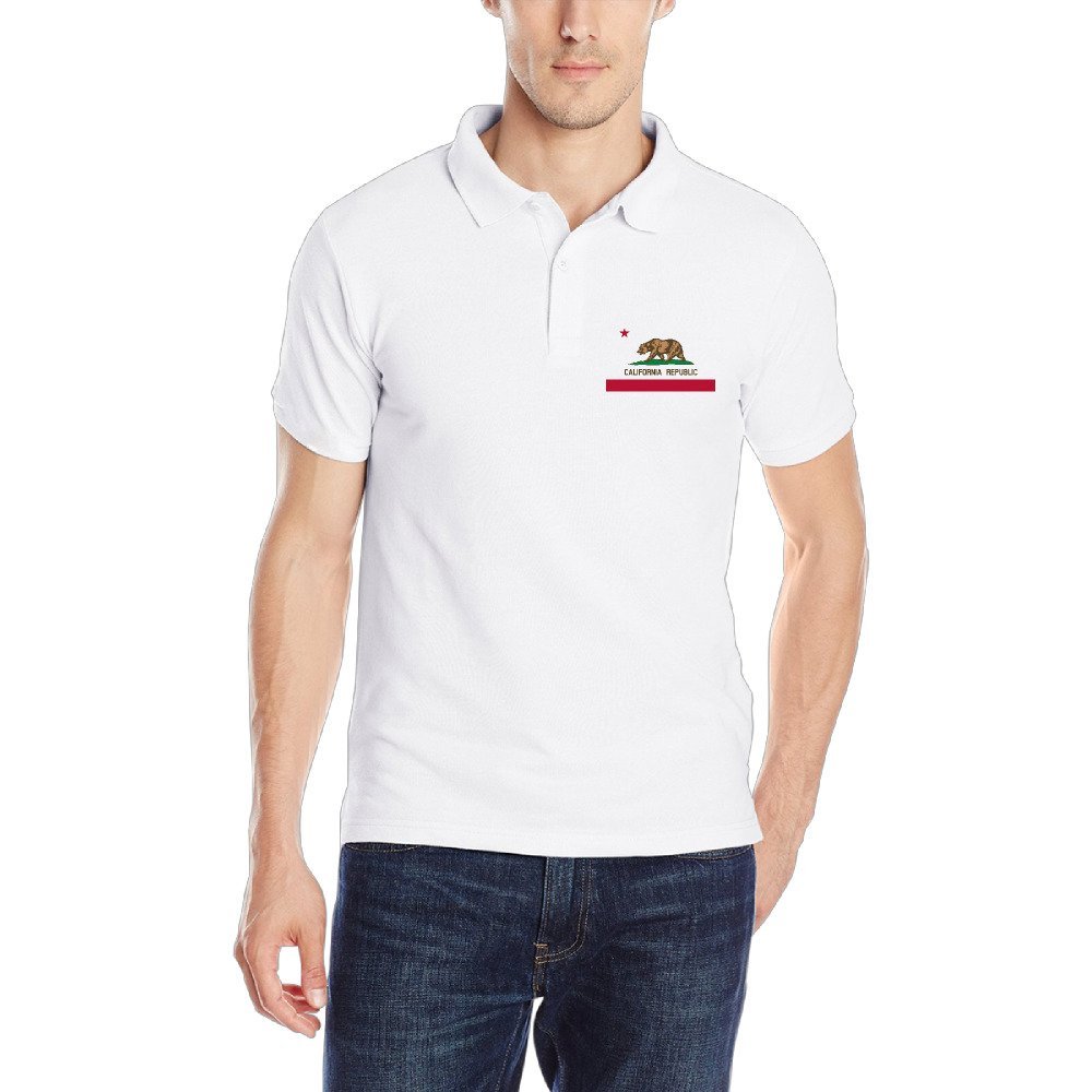 California Republic Flag Bear Men Polo