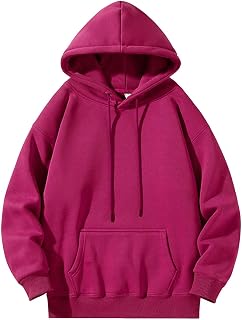 XUEBing Men Long Sleeve Hooded Sweatshirts Big and Tall Pullover Tops with Kanga Pockets Lightweight Hoodie Tops Cotton Blend Tops Moisture Wicking Shirts Relaxed Loose Fit Shirts Solid Color Jacket