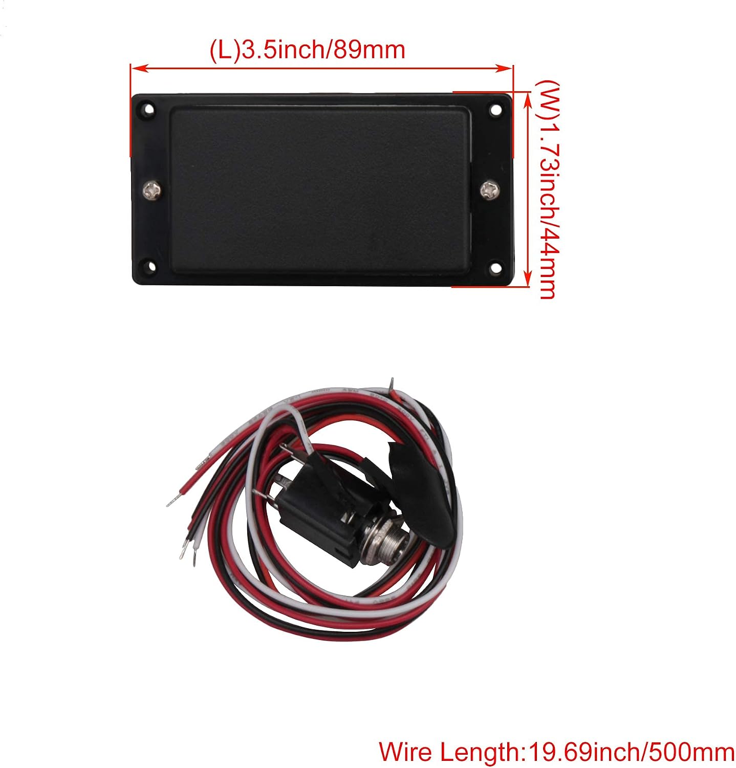 Mxfans 2Pieces Double Coil Ceramic Magnet Active Pickup fits Electric Guitar Black image 4