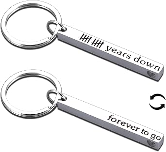 10 Years Anniversary Tin Gifts for Him Her - 1PC 10th Anniversary Keychain Gifts for Husband Wife Couple, Ten Wedding Anniversary Present for Men Women