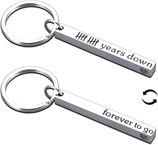 10 Years Anniversary Tin Gifts for Him Her - 1PC 10th Anniversary Keychain Gifts for Husband Wife Couple, Ten Wedding Anniversary Present for Men Women