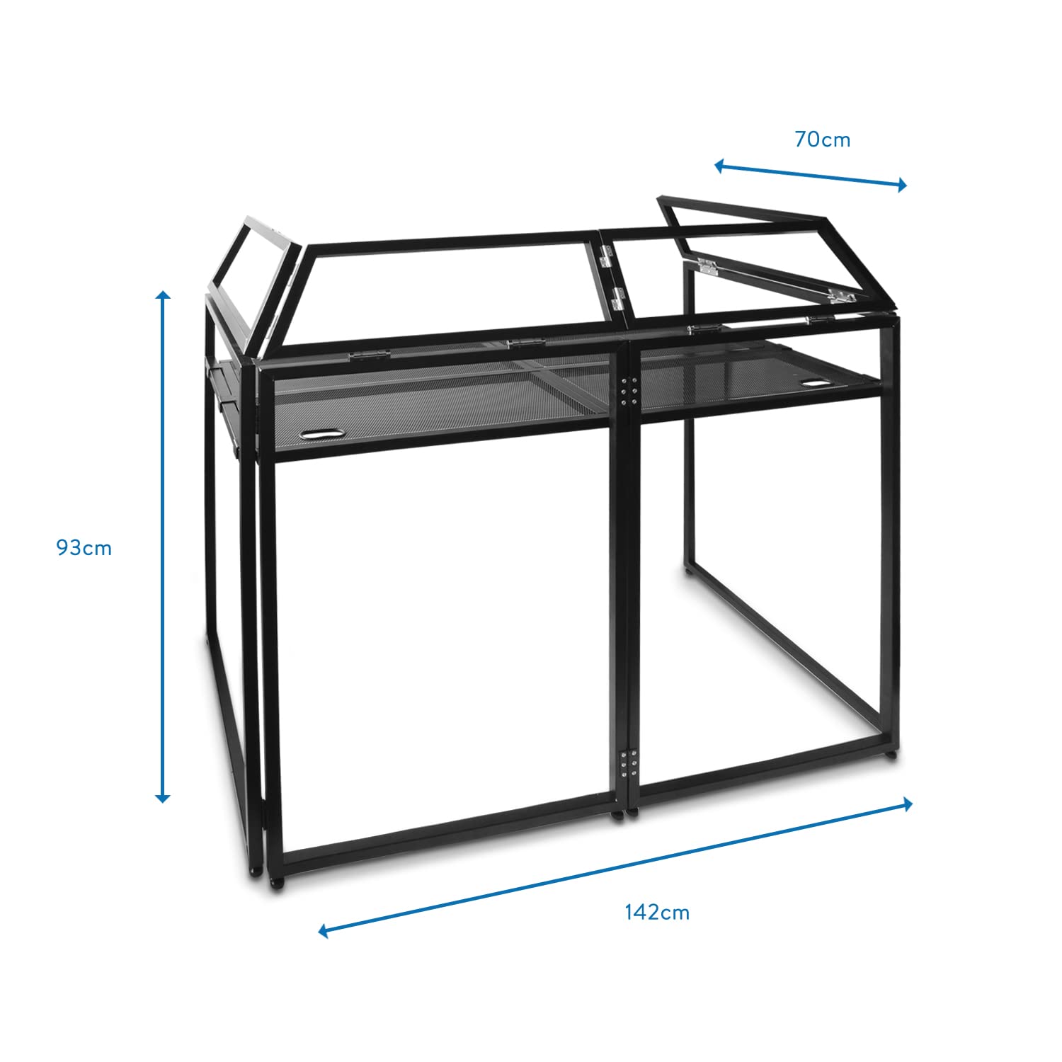 Vonyx DB3 DJ Pult, DJ Booth, großer mobiler DJ Tisch klappbar mit Tragetasche und weißer und schwarzer Husse, faltbar DJ Equipment, DJ Table, DJ Stand