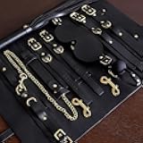 BDSM Restraints Sex Toys 8pc Bondage Restraints Set Fetish Bed Restraints Kits for Beginners,Leather Bondage Sexual BDSM Kit(Black)