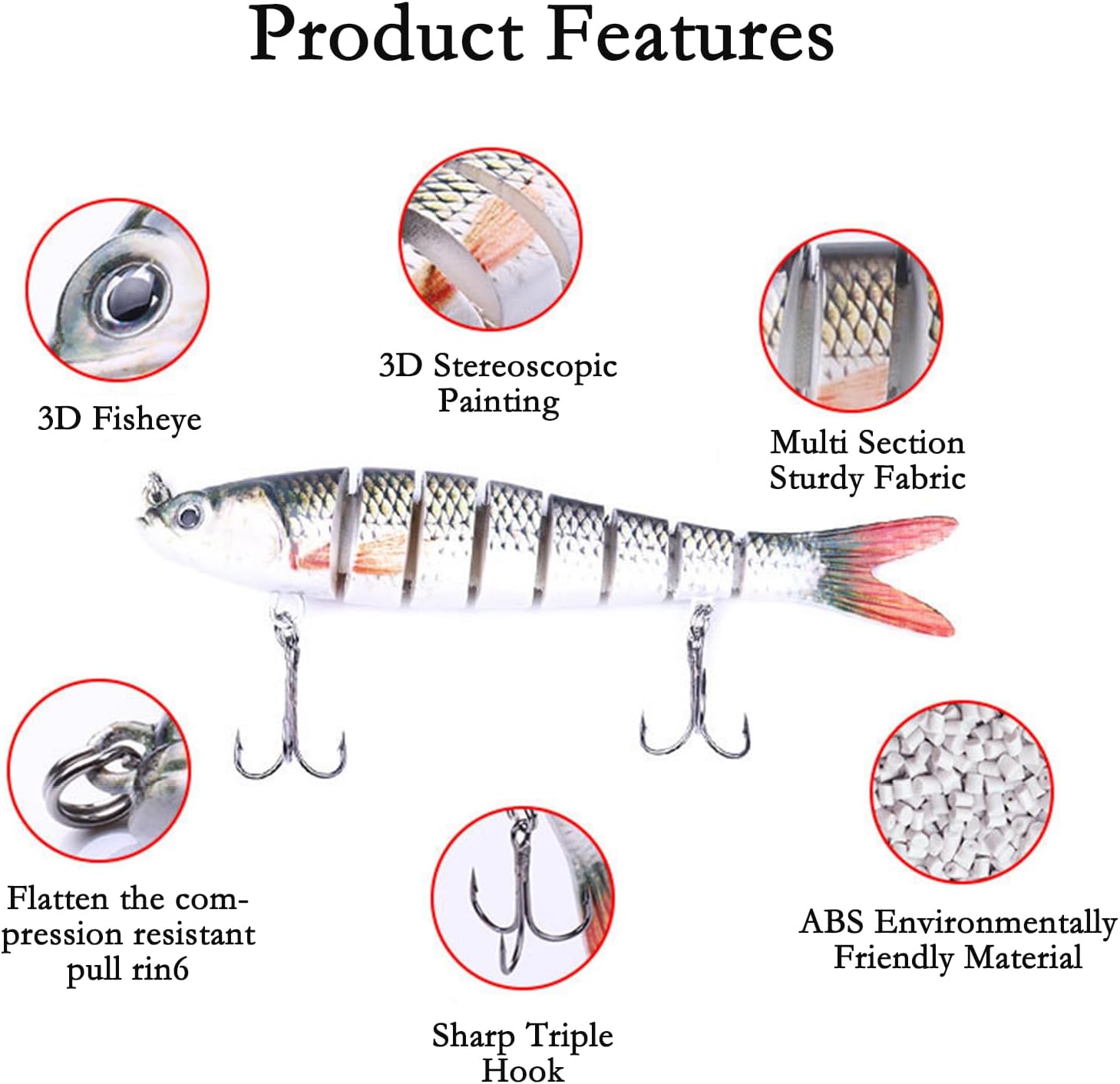 5.4in Fishing Lures Bass Trout - Fishing Gear Bait Accessories for Freshwater and Saltwater - Nine Sections of Biomimicry Swim Baits for Bass Fishing Swim Rapala Fishing Lures