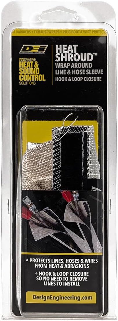 Design Engineering Heat Shroud™ – 1/2" – 1-1/4" I.D. x 3 ft Aluminized Line Sleeving | High-Temperature Protection | Hook & Loop Closure