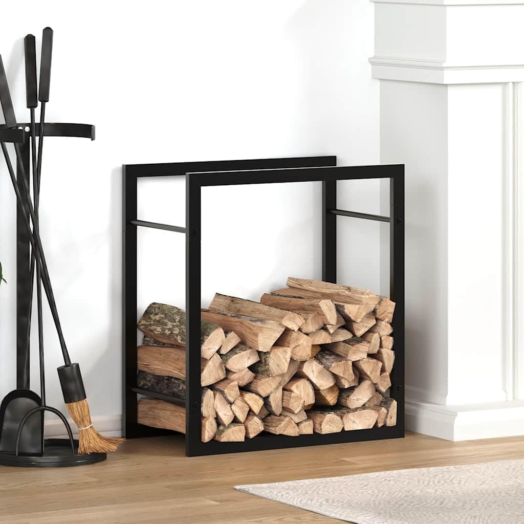 Brennholzregal Mattschwarz aus Stahl 50x28x56 cm, robuster Brennholzständer für Kamin und Ofen, Feuerholzhalter mit optimaler Luftzirkulation, vielseitige Aufbewahrung für Garten, Wohnzimmer