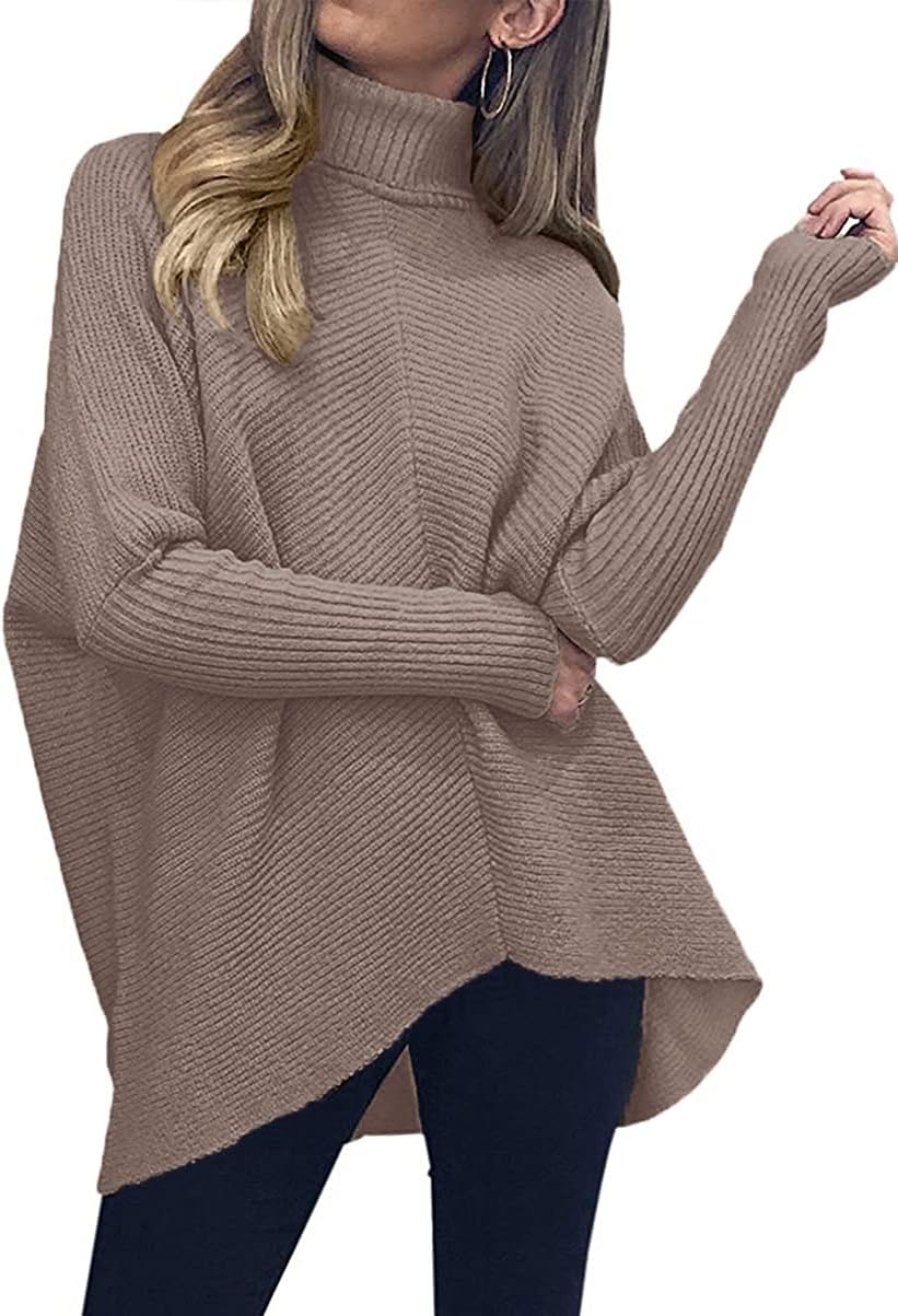ANRABESS Womens Oversized Turtleneck Batwing Long Sleeve Casual Cozy Baggy Knit Pullover Tunic Sweater 2025 Fall Outfits - Image 2