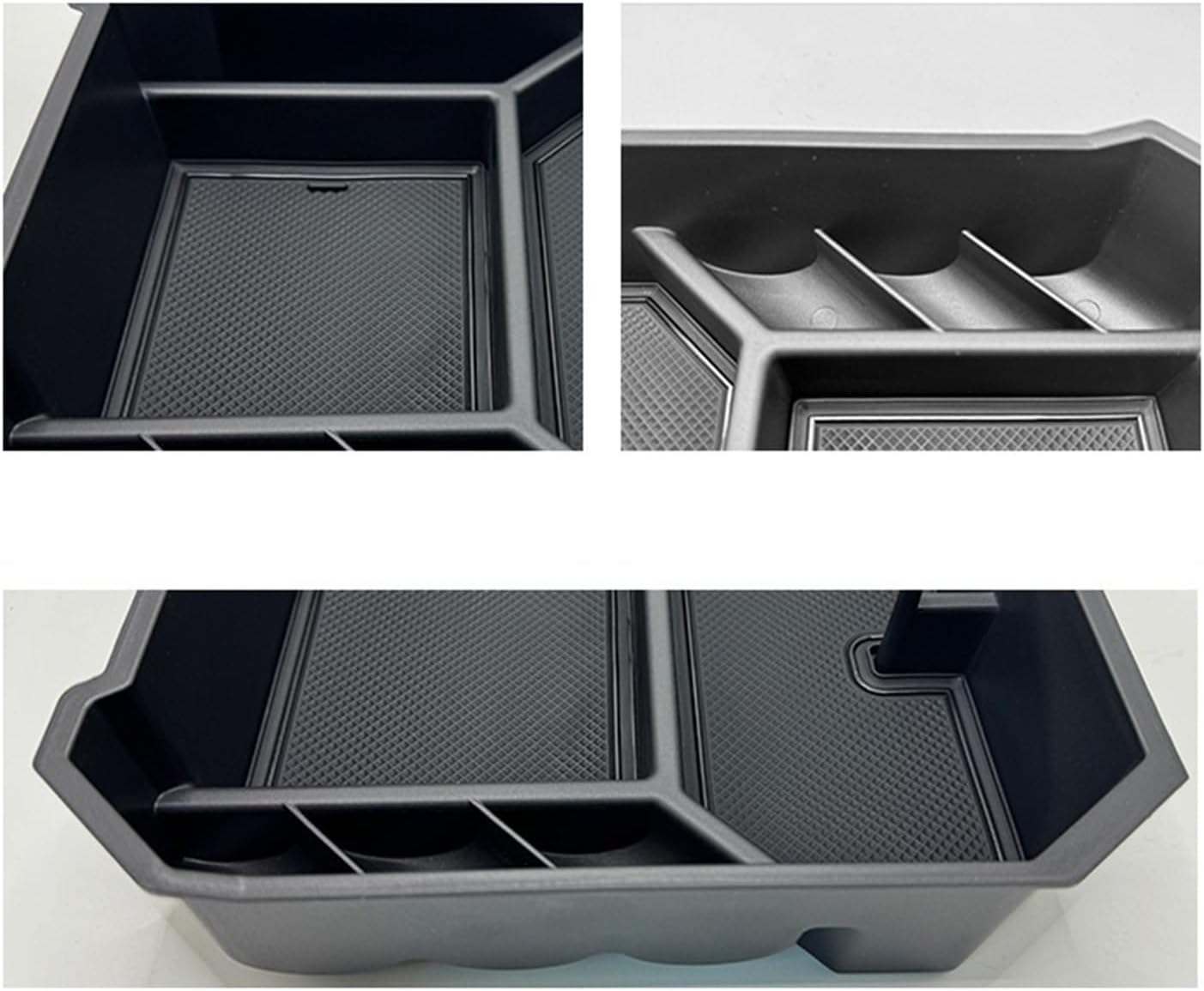 Car Glove Box Organizer Fit for Tesla Cybertruck Armrest Box Storage Box Modified Central Control Storage Box Compact(Rubbercushion[Blue])