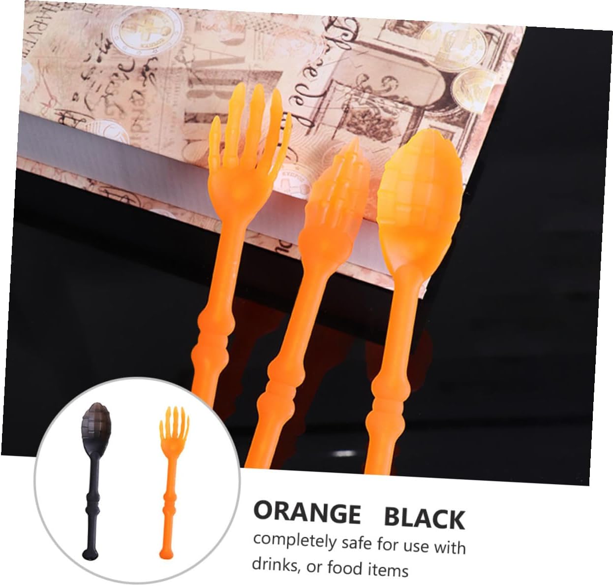 Halloween Party Tableware 6pcs Plastic Hand Bone Shape Forks Spoons