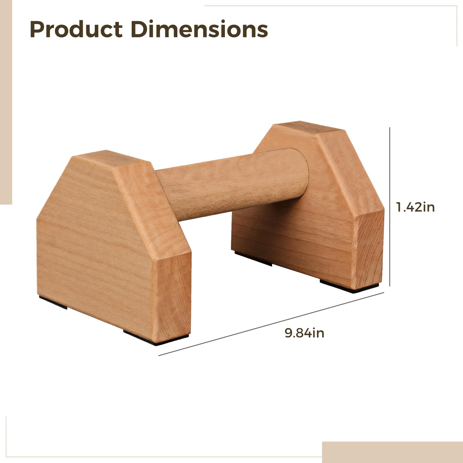 Set di 2 maniglie ergonomiche in legno di faggio per flessioni, base antiscivolo, supporta 299,4 kg, ideale per yoga e ginnastica