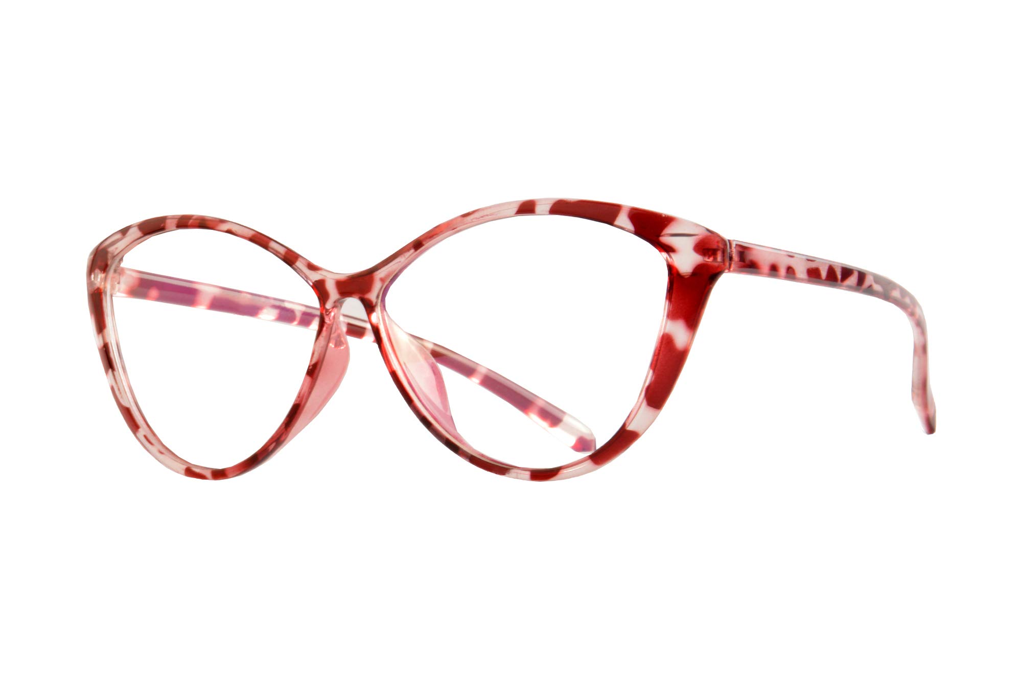 MEDOLONG Anti Blue Light Computer Reading Glasses Lady Cateye Frame Blue Light Filters Spectacles(red demi, anti blue light lens-0)