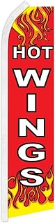 Hot Wings Swooper Advertising Flag - Perfect for Store Fronts, Businesses, Retailers, Shops, Food Trucks, Events, Fairs