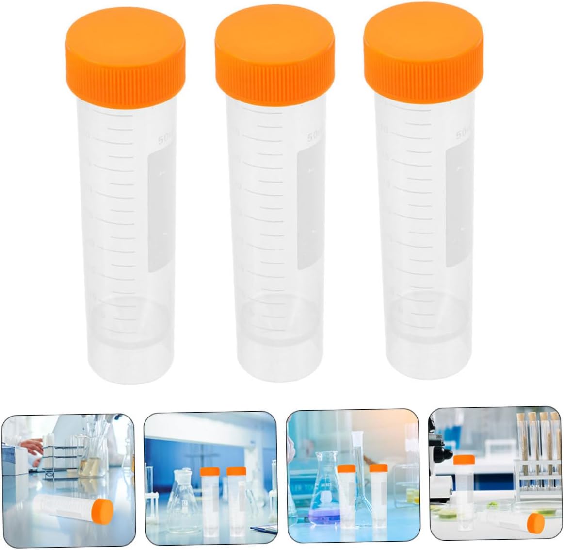 KICHOUSE 10pcs Plastic Lab Test Tubes Screw Caps Self-standing Storage Vials for Accurate Sample Preparation and Experimentation