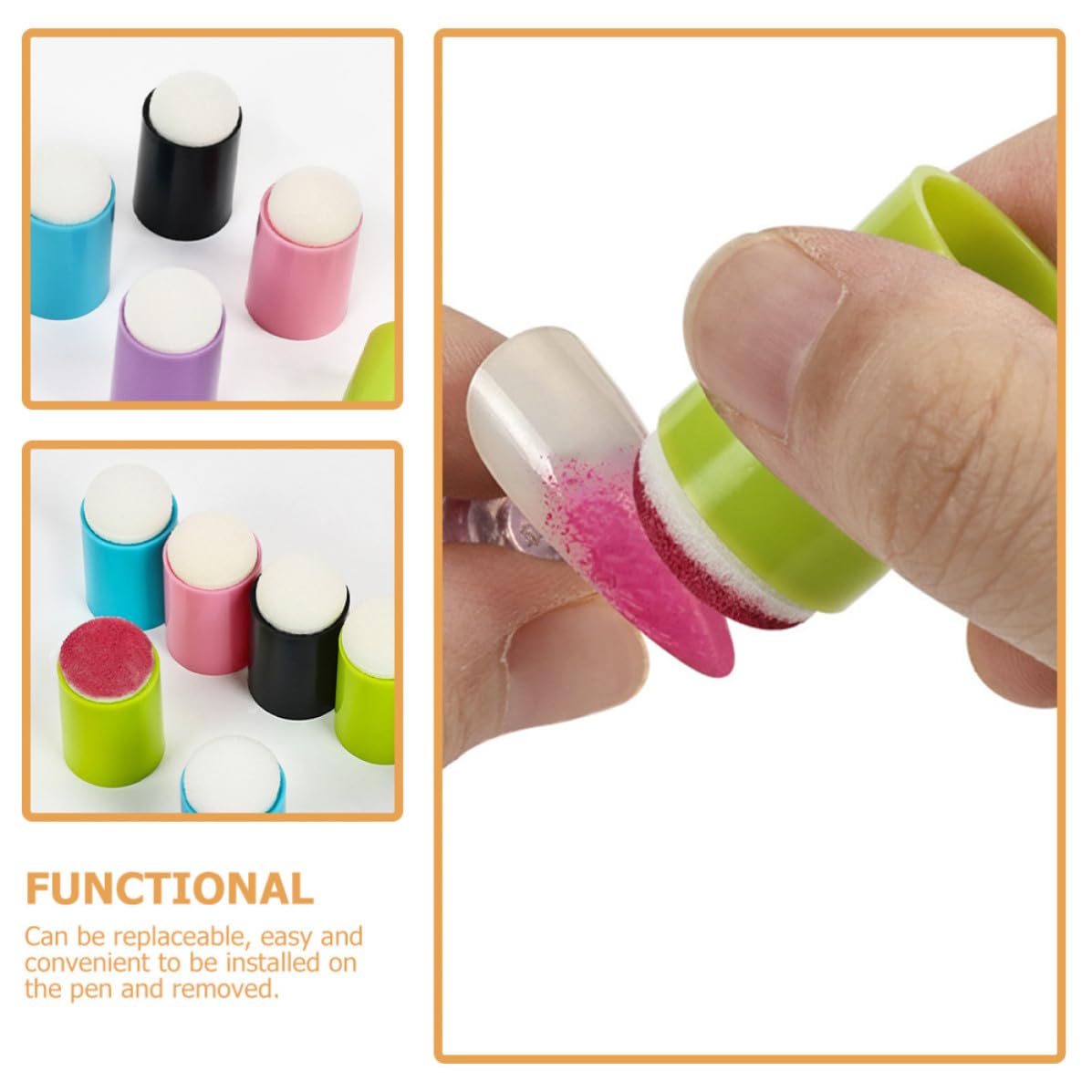 VILLCASE 30pcs Nail Art Sponge Heads round Dotting Pen Tips Soft Nail Sponges for Ombre Gradient Manicure for Professional Technicians and Home Use