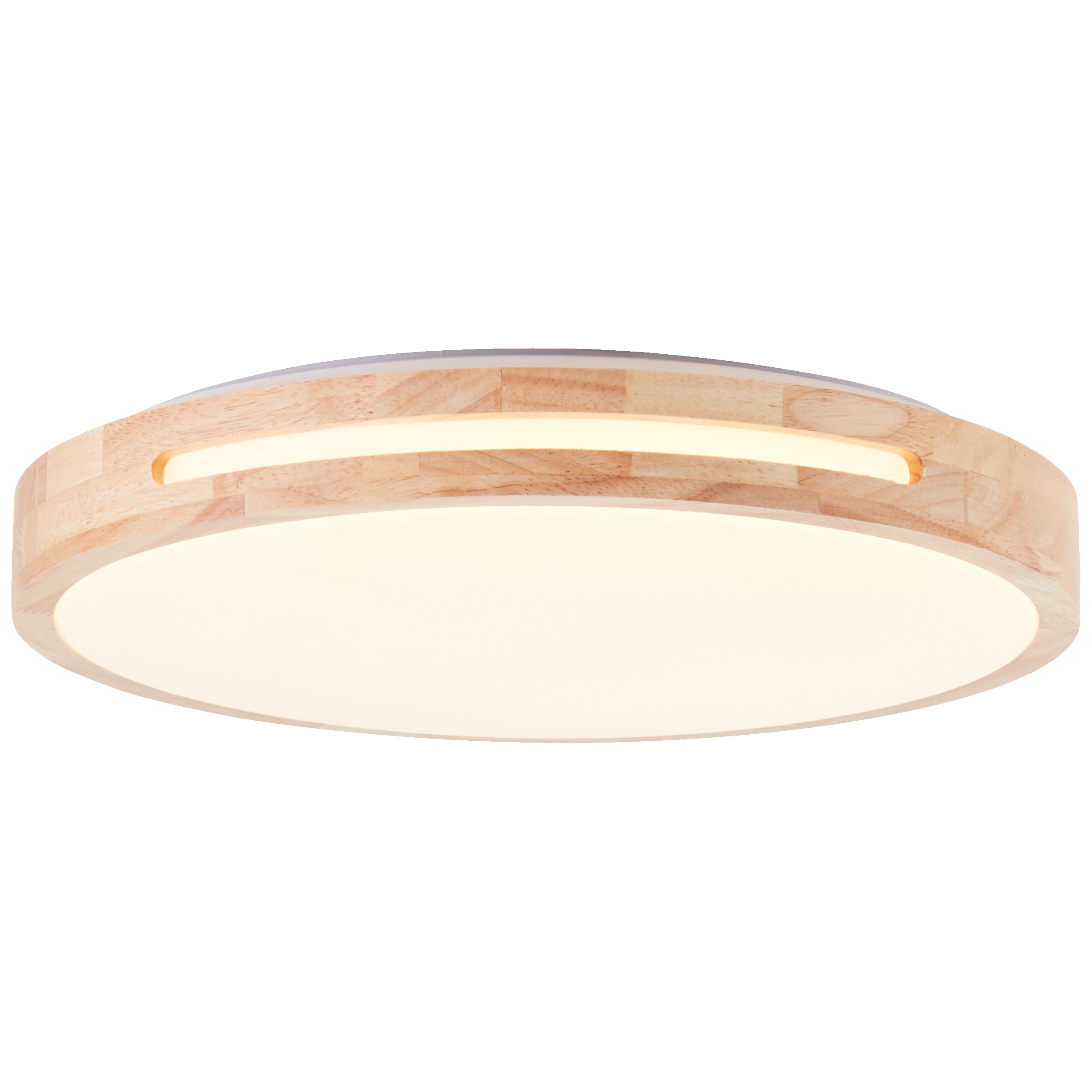 Lightbox Aplique y plafón LED regulador de intensidad de 3 pasos y marco de madera marrón claro de árbol de caucho y color de luz blanco cálido (3000 K) | Ø 39 cm | 24 W | 2100 lm | fabricado en