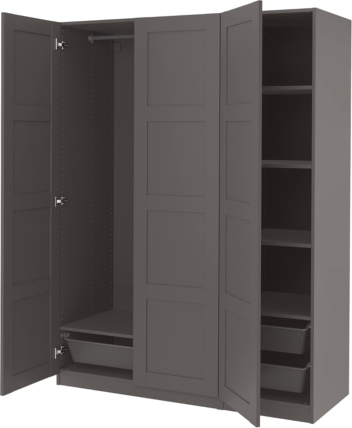 PAX/BERGSBO Wardrobe combination, dark grey, 150x60x201 cm