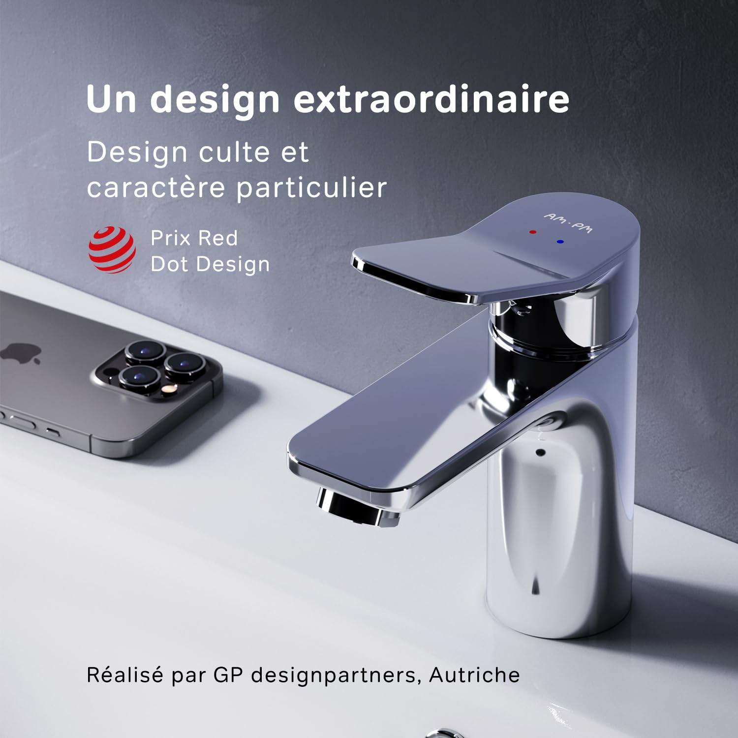 AM.PM – Robinet Salle Bain FXA82100, Mitigeur Lavabo Chromé avec Bonde Clic-Clac, Robinet Lave-Main Taille S