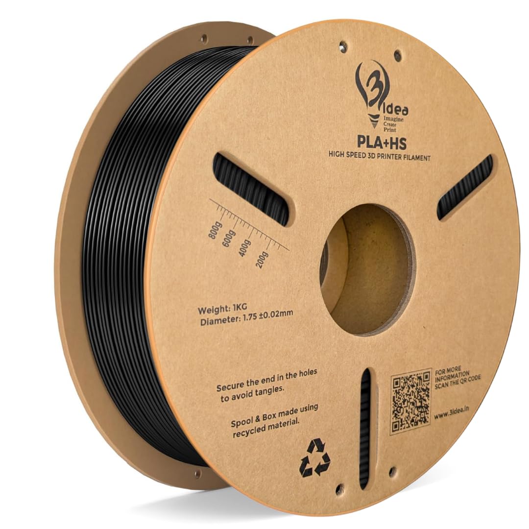 3Idea PLA+ HS Premium High Speed 3D Printing Filament, Black 1.75mm, Net Weight-1kg
