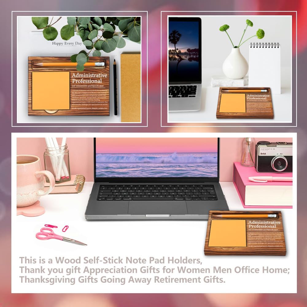 Thank You Appreciation Gifts for Administrative Professional, Going Away Gift Retirement Gift for Administrative Professional, Inspirational Gift for Secretaries Self-Stick Note Pad Holder-LBB26 - Image 4