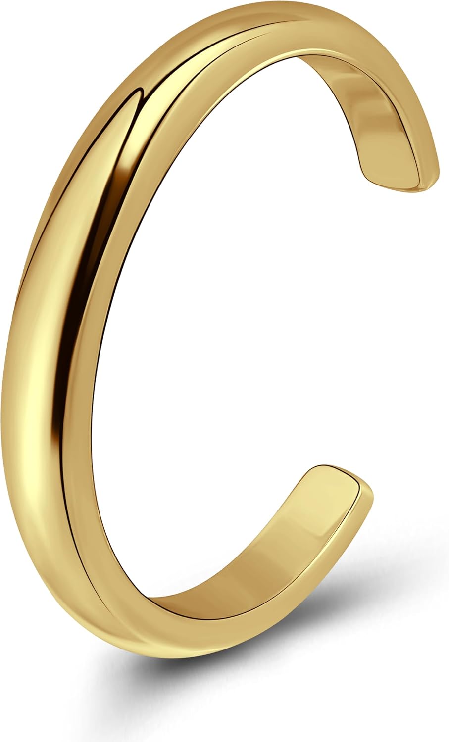 Hoops & Loops 925 Sterling Silver Open Toe Ring for Women & Men, Minimalist Adjustable Band, Tarnish Resistant, Hypoallergenic, Silver, Gold, Rose Gold, Black