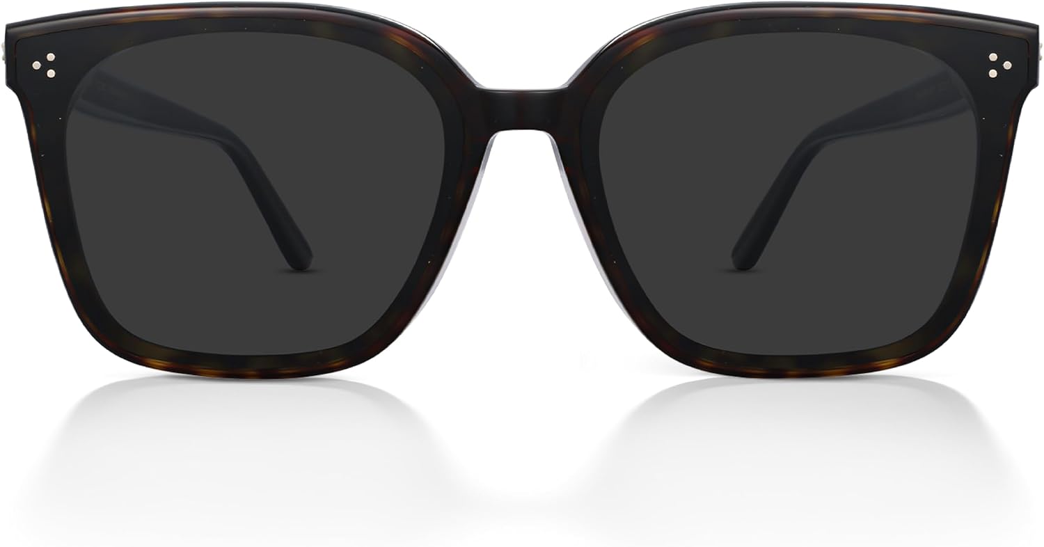 Trendy Square Sunglasses for Women Men, HD Polarized UV400 Protection,Exclusive Eyewear Brand of EssilorLuxottica