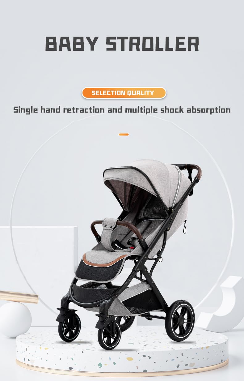 YAZOCO Carrito bebé Silla de paseo Plegable Silla de paseo ligera Carrito bebe Fundas para pies, mosquiteros, cubiertas de lluvia 0-22kg (Negro)