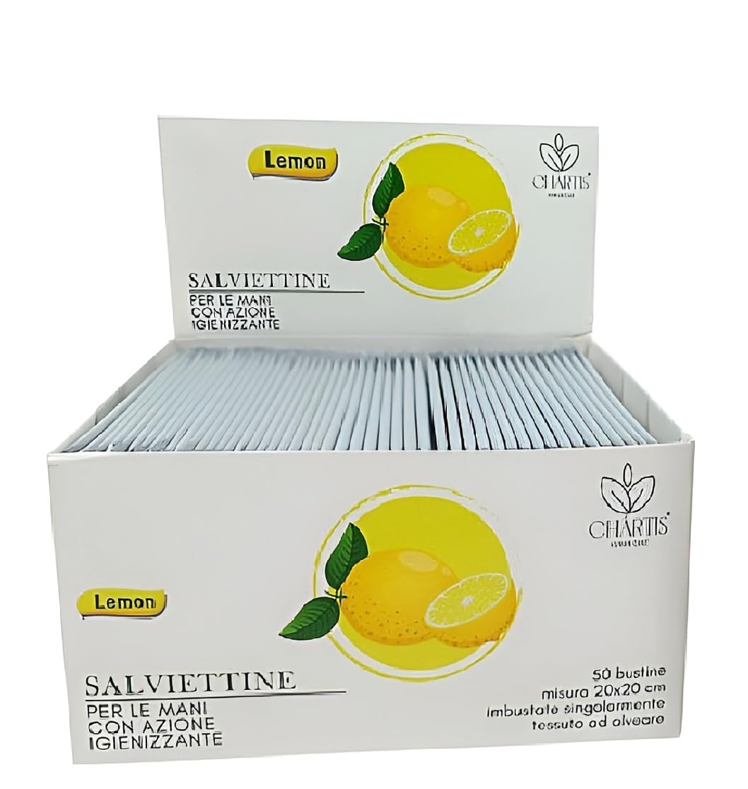 500 Salviettine in bustina singola Monodose Igieniche Monouso al Limone grandi cm20x20 per le Mani Salviette ideali per ristoranti, laboratori e uso professionale