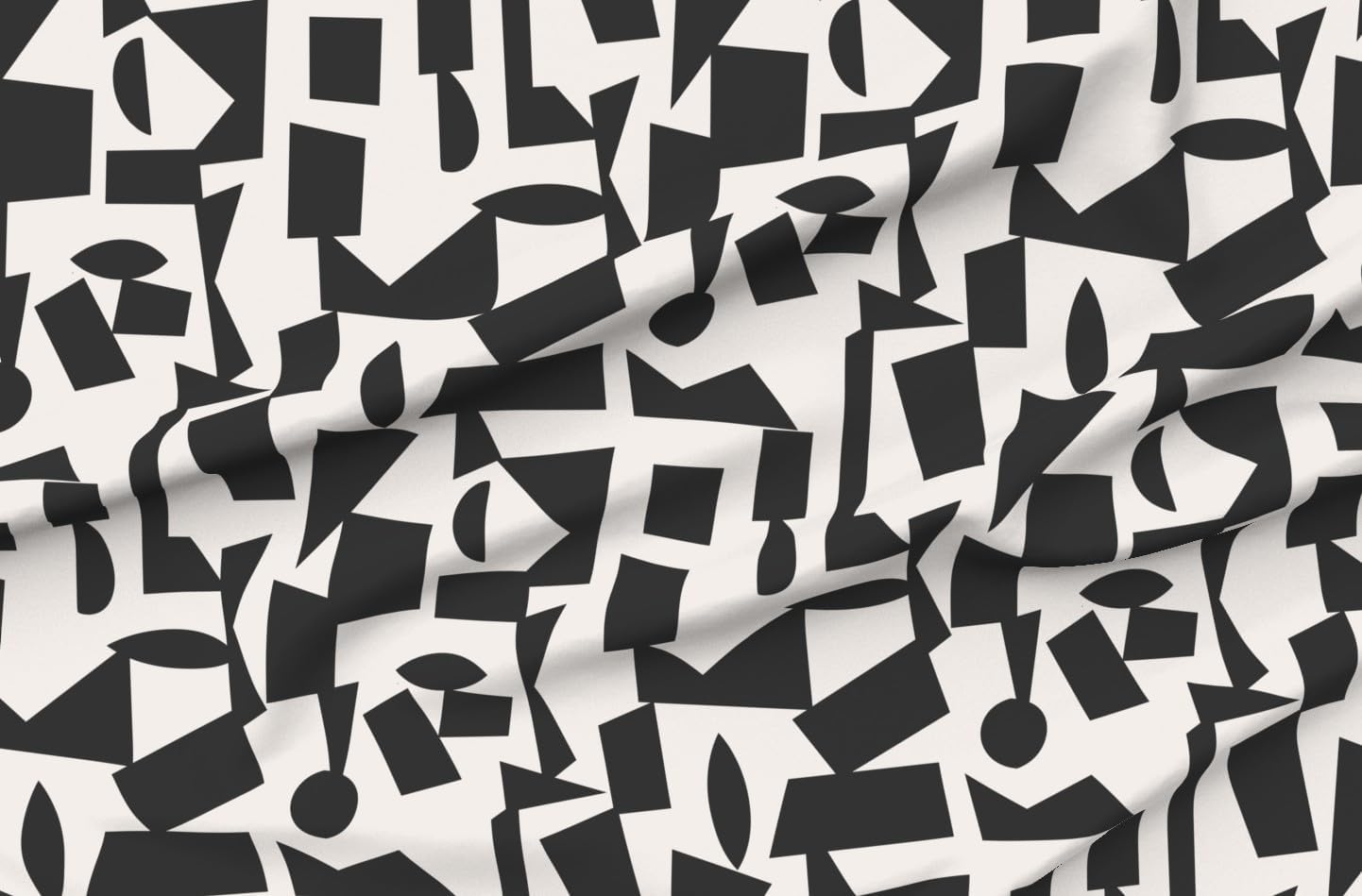 Spoonflower Fabric - Bold Abstract Geometric Black White Graphic Shapes Graffiti Printed on Petal Cotton Fabric Fat Quarter - Sewing Quilting Apparel Crafts Decor