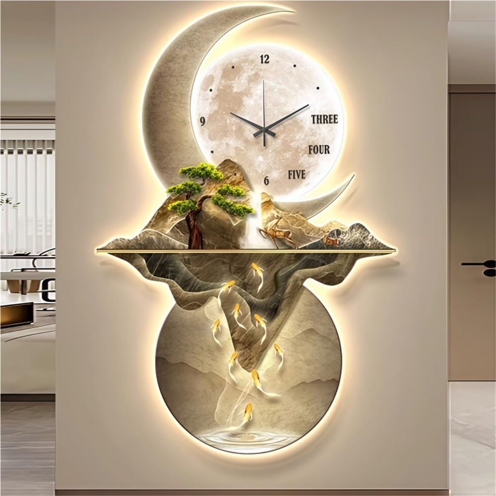 Amazon.com: PiOyeMor Beautiful Wall Clock with LED Light, Modern
