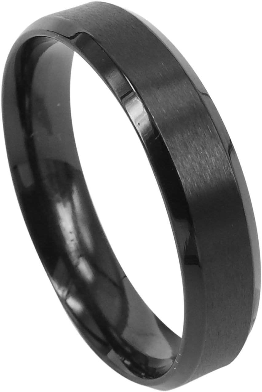 Everstone Women Titanium Ring Black Matte Wedding Band Anniversary Engagement Ring Unisex Ring 5mm Size 3.5-16.5