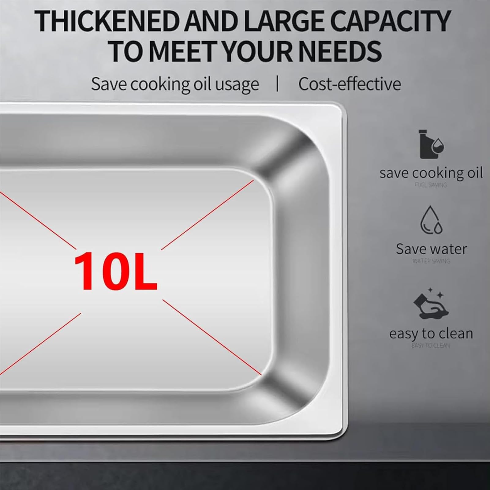 Friggitrice Professionale a Gas,Grande capacità 10L/20L/30L, Acciaio Inossidabile per Uso Alimentare 304,Facile da Pulire,per Friggere Ristoranti Supermercati Stand Fast Food