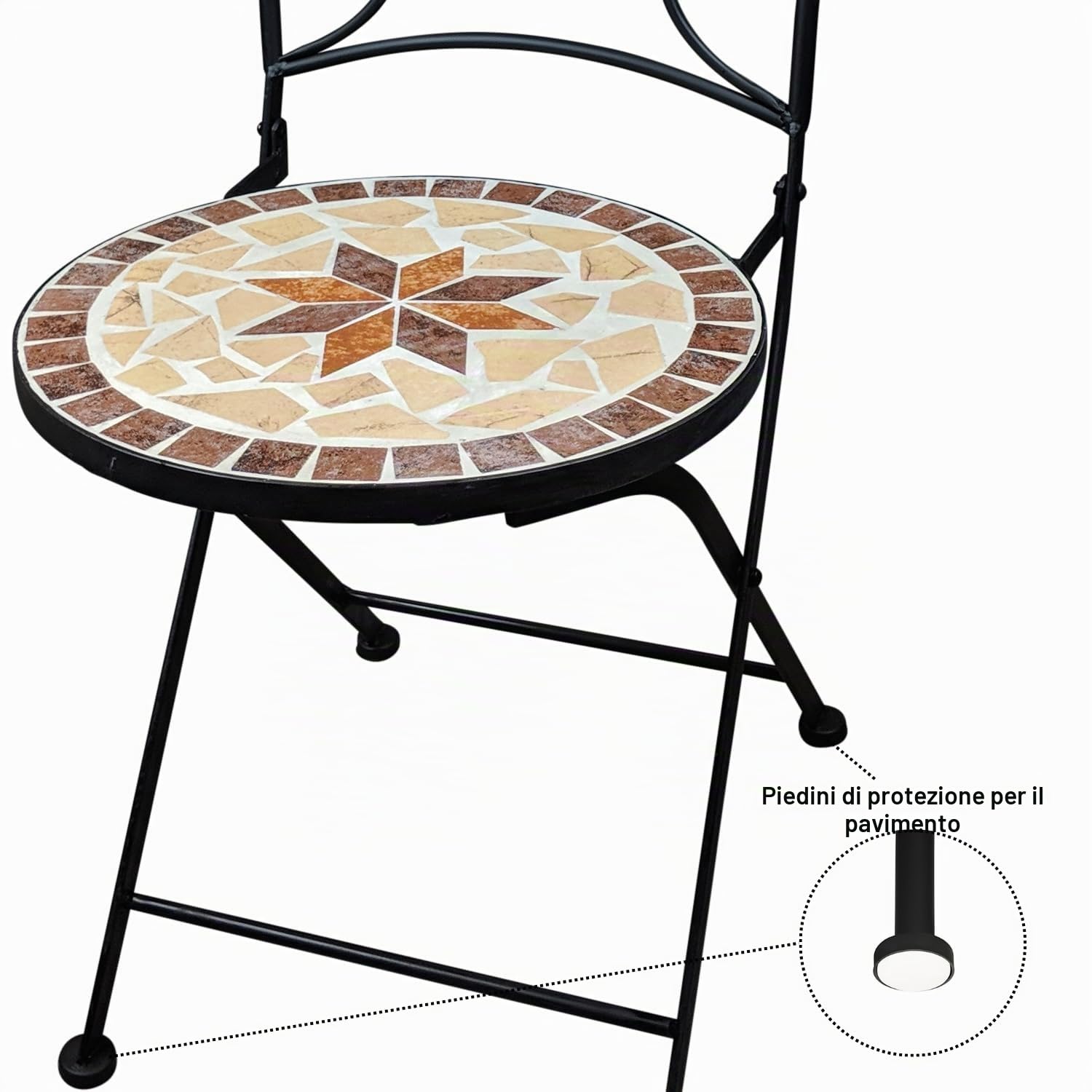 dszapaci Set da giardino: Tavolo di mosaico con 2 sedie