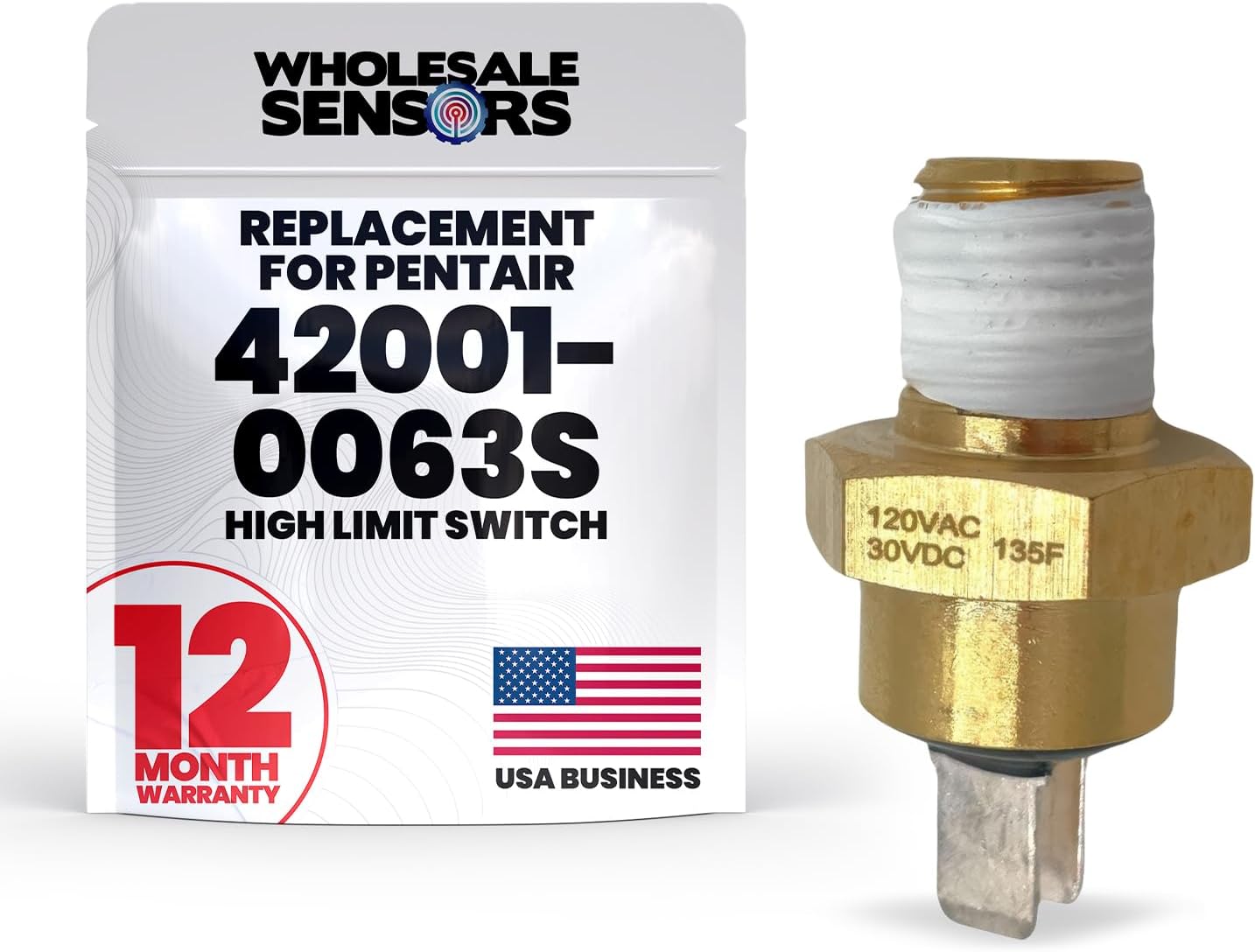 Pentair 42001-0063S Replacement High Limit Switch | 12-Month Warranty & USA Support | Designed for Pool Heater Repair | Easy Installation Switch
